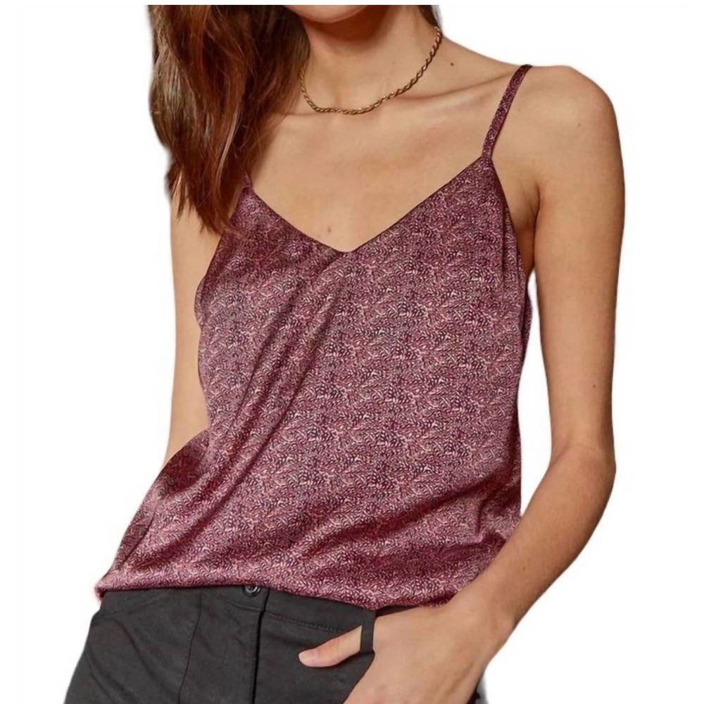 NWT Self Contrast Molly camisole strappy tank in maroon Medium